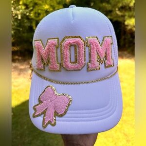 Trucker hat mom chenille and box iron on